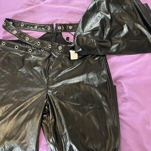 Fashion Nova Black Faux Leather Set